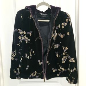 Tsunami cherry blossom fleece jacket with velvet hood medium